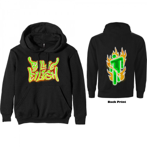 Billie Eilish - Unisex Pullover Hoodie Black - Airbrush Flames Blohsh (Back Print) i gruppen ÖVRIGT / Merch T-shirts / T-shirt Kampanj hos Bengans Skivbutik AB (3833951r)
