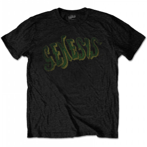 Genesis - Vintage Logo Green (Medium) Unisex Black T-Shirt i gruppen MERCH / T-Shirt / Sommar T-shirt 23 hos Bengans Skivbutik AB (4304074)