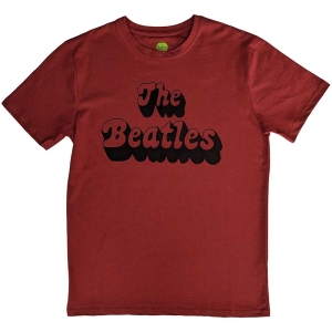 The Beatles - Text Logo Shadow Uni Red    i gruppen MERCH / T-Shirt / Rockoff_Nya April24 hos Bengans Skivbutik AB (5519230r)