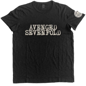 Avenged Sevenfold - Logo & Deathbat App Slub Uni Bl    i gruppen MERCH / T-Shirt / Rockoff_Nya April24 hos Bengans Skivbutik AB (5526280r)