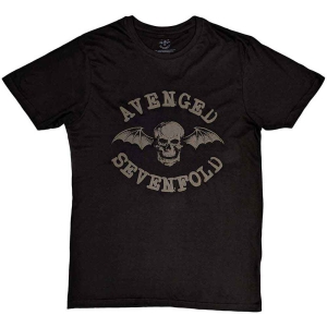 Avenged Sevenfold - Classic Deathbat Hi-Build Uni Bl    i gruppen MERCH / T-Shirt / Rockoff_Nya April24 hos Bengans Skivbutik AB (5526512r)