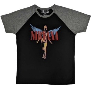 Nirvana - Angelic Uni Bl/Grey Raglan:  i gruppen MERCH / T-Shirt / Rockoff_Nya April24 hos Bengans Skivbutik AB (5535342r)