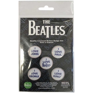The Beatles - I Love The Beatles Button Badge Pack i gruppen MERCHANDISE / Merch / Pop-Rock hos Bengans Skivbutik AB (5537484)