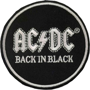 Ac/Dc - Back In Black Circle Woven Patch i gruppen MERCH / Minsishops-merch / Ac/Dc hos Bengans Skivbutik AB (5537659)