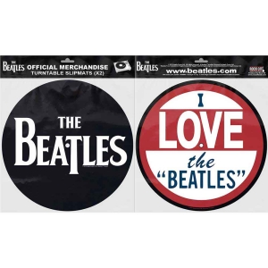 The Beatles - Drop T Logo & I Love... Slipmat Pair in the group MERCHANDISE / Merch / Pop-Rock at Bengans Skivbutik AB (3407117)