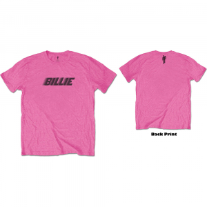 Billie Eilish -  Unisex Tee Pink - Racer Logo & Blohsh (Back Print) (XL) i gruppen MERCHANDISE / T-shirt / Pop-Rock hos Bengans Skivbutik AB (3833980)