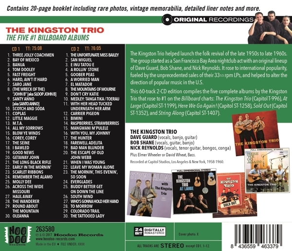 The Kingston Trio - Five #1 Billboard Albums i gruppen CD / Toppsäljare hos Bengans Skivbutik AB (3922601)