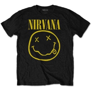 Nirvana - Yellow Happy Face Uni Bl T-Shirt i gruppen MERCHANDISE / T-shirt / Pop-Rock hos Bengans Skivbutik AB (4018998)