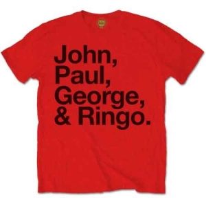 Beatles - John Paul George & Ringo Uni Red T-Shirt i gruppen MERCHANDISE / T-shirt / Pop-Rock hos Bengans Skivbutik AB (4084758r)