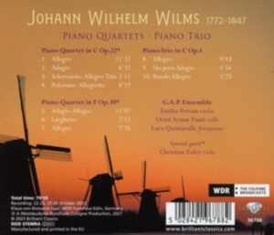 Wilms Johann Wilhelm - Piano Quartets & Piano Trio i gruppen Externt_Lager / Naxoslager hos Bengans Skivbutik AB (4242240)