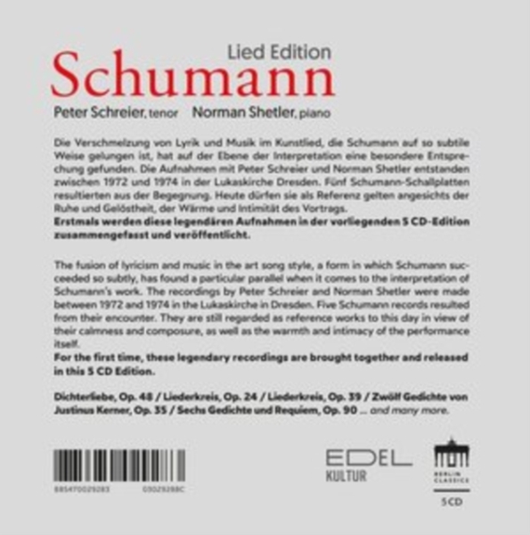 Schumann Robert - Lied Edition (5Cd) i gruppen CD / Toppsäljare hos Bengans Skivbutik AB (4248760)