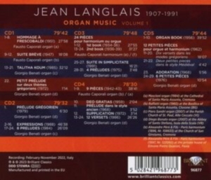 Langlais Jean - Organ Music, Vol. 1 (5Cd) i gruppen Externt_Lager / Naxoslager hos Bengans Skivbutik AB (4261318)