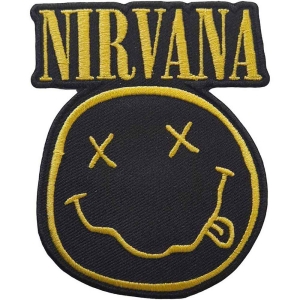 Nirvana - Logo & Smiley Cut-Out Woven Patch i gruppen MERCHANDISE / Merch / Hårdrock hos Bengans Skivbutik AB (4294313)