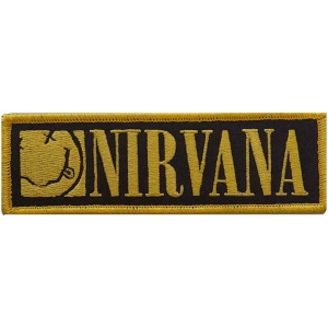 Nirvana - Logo & Smiley Bordered Woven Patch i gruppen MERCHANDISE / Merch / Hårdrock hos Bengans Skivbutik AB (4294314)