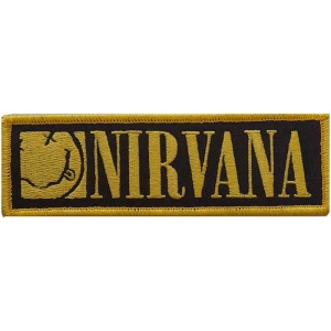 Nirvana - Logo & Smiley Bordered Woven Patch i gruppen MERCHANDISE / Tygmärke / Hårdrock hos Bengans Skivbutik AB (4294314)
