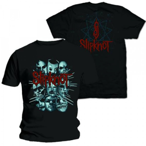 Slipknot - Masks 2 (Medium) Unisex Back Print T-Shirt i gruppen VI TIPSAR / Tips Tröjor hos Bengans Skivbutik AB (4303356)