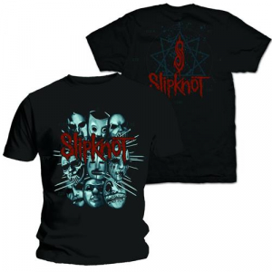 Slipknot - Masks 2 (Medium) Unisex Back Print T-Shirt i gruppen ÖVRIGT / BW-T-shirts hos Bengans Skivbutik AB (4303356)