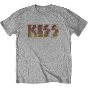 Kiss - Vintage Classic Logo (Small) Unisex Grey T-Shirt i gruppen MERCH / T-Shirt / Sommar T-shirt 23 hos Bengans Skivbutik AB (4304048)