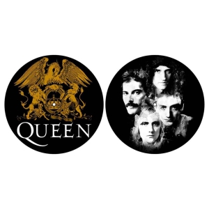 Queen - Crest & Faces Slipmat Pair i gruppen MERCHANDISE / Merch / Pop-Rock hos Bengans Skivbutik AB (4400940)