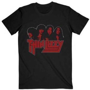 Thin Lizzy - Unisex T-Shirt: Band Photo Logo (Small) i gruppen ÖVRIGT / BW-T-shirts hos Bengans Skivbutik AB (4401309)