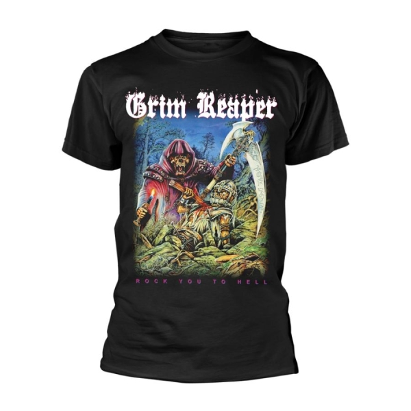 Grim Reaper - T/S Rock You To Hell (L) i gruppen MERCH / Kläder / T-shirts hos Bengans Skivbutik AB (5510249)