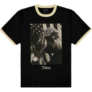 Tupac - Flag Photo Ringer Uni Bl    i gruppen MERCHANDISE / T-shirt / Hip Hop-Rap hos Bengans Skivbutik AB (5524817r)