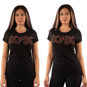 Ac/Dc - Full Colour Logo Diamante Lady Bl    i gruppen MERCHANDISE / T-shirt / Hårdrock hos Bengans Skivbutik AB (5525423r)