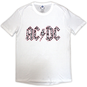 Ac/Dc - Mono Leopard Print Logo Lady Wht    i gruppen MERCHANDISE / T-shirt / Hårdrock hos Bengans Skivbutik AB (5525427r)