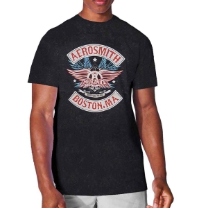 Aerosmith - Boston Pride Snow Wash Uni Bl    i gruppen MERCH / T-Shirt / Rockoff_Nya April24 hos Bengans Skivbutik AB (5525782r)
