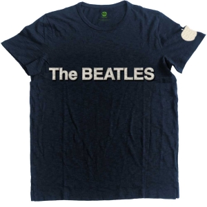 The Beatles - Logo & Apple App Slub Uni Navy    i gruppen MERCHANDISE / T-shirt / Pop-Rock hos Bengans Skivbutik AB (5527415r)
