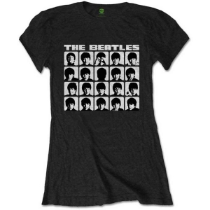 The Beatles - Hard Days Night Faces Mono Lady Bl i gruppen MERCHANDISE / T-shirt / Pop-Rock hos Bengans Skivbutik AB (5527435r)