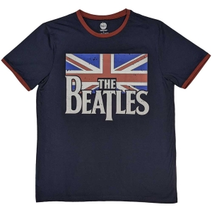 The Beatles - Drop T Logo & Vintage Flag Ringer Uni Na i gruppen MERCH / T-Shirt / Rockoff_Nya April24 hos Bengans Skivbutik AB (5527436r)