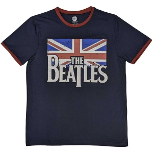 The Beatles - Drop T Logo & Vintage Flag Ringer Uni Na i gruppen MERCHANDISE / T-shirt / Pop-Rock hos Bengans Skivbutik AB (5527436r)