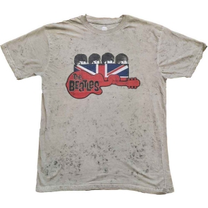 The Beatles - Guitar & Flag Snow Wash Uni Sand    i gruppen MERCH / T-Shirt / Rockoff_Nya April24 hos Bengans Skivbutik AB (5527443r)