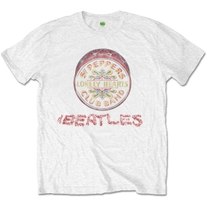 The Beatles - Flowers Logo & Drum Uni Wht    i gruppen MERCH / T-Shirt / Rockoff_Nya April24 hos Bengans Skivbutik AB (5528296r)