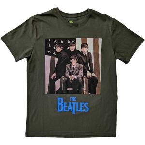 The Beatles - Us Flag Photo Uni Green    i gruppen MERCH / T-Shirt / Rockoff_Nya April24 hos Bengans Skivbutik AB (5529021r)