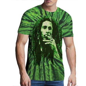 Bob Marley - Smoke Uni Green Dip-Dye    i gruppen MERCHANDISE / T-shirt / Reggae hos Bengans Skivbutik AB (5529834r)