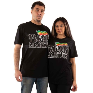 Bob Marley - Flag Logo Diamante Uni Bl    i gruppen MERCHANDISE / T-shirt / Reggae hos Bengans Skivbutik AB (5529845r)