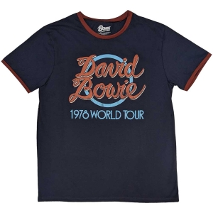 David Bowie - 1978 World Tour Ringer Uni Navy    i gruppen MERCH / T-Shirt / Rockoff_Nya April24 hos Bengans Skivbutik AB (5530226r)