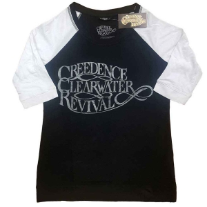 Creedence Clearwater Revival - Vintage Logo Lady Bl/Wht Raglan:1 i gruppen MERCH / T-Shirt / Rockoff_Nya April24 hos Bengans Skivbutik AB (5531068r)