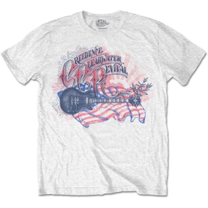 Creedence Clearwater Revival - Guitar & Flag Uni Wht    i gruppen MERCHANDISE / T-shirt / Pop-Rock hos Bengans Skivbutik AB (5531071r)