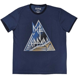 Def Leppard - Triangle Logo Ringer Uni Denim    i gruppen MERCH / T-Shirt / Rockoff_Nya April24 hos Bengans Skivbutik AB (5531364r)
