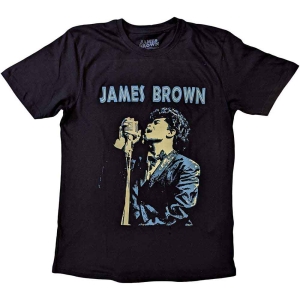 James Brown - Holding Mic Uni Bl    i gruppen MERCHANDISE / T-shirt / RnB-Soul hos Bengans Skivbutik AB (5532670r)