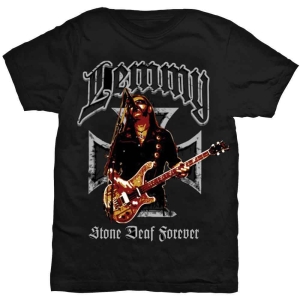 Lemmy - Iron Cross Stone Deaf Forever Uni Bl    i gruppen MERCH / T-Shirt / Rockoff_Nya April24 hos Bengans Skivbutik AB (5532710r)