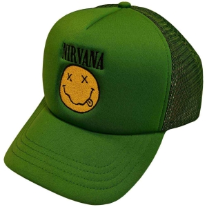 Nirvana - Logo & Smiley Green Mesh-Back C i gruppen MERCHANDISE / Merch / Hårdrock hos Bengans Skivbutik AB (5532978)