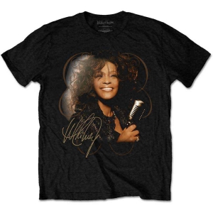 Whitney Houston - Vintage Mic Photo Uni Bl    i gruppen MERCHANDISE / T-shirt / Pop-Rock hos Bengans Skivbutik AB (5533472r)