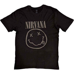 Nirvana - Black Smiley Hi-Build Uni Bl    i gruppen MERCH / T-Shirt / Rockoff_Nya April24 hos Bengans Skivbutik AB (5534151r)