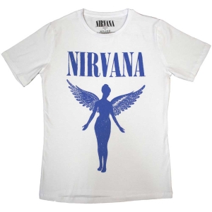 Nirvana - Angelic Blue Mono Lady Wht    i gruppen MERCH / T-Shirt / Rockoff_Nya April24 hos Bengans Skivbutik AB (5534157r)
