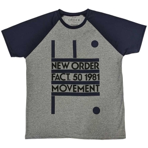New Order - Movement Uni Grey/Navy Raglan:  i gruppen MERCH / T-Shirt / Rockoff_Nya April24 hos Bengans Skivbutik AB (5535337r)