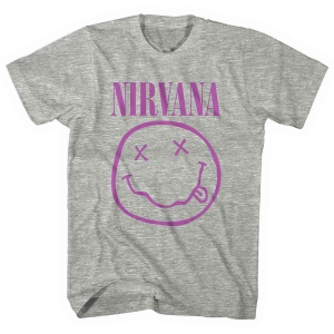 Nirvana - Purple Smiley Uni Grey    i gruppen MERCHANDISE / T-shirt / Hårdrock hos Bengans Skivbutik AB (5535347r)